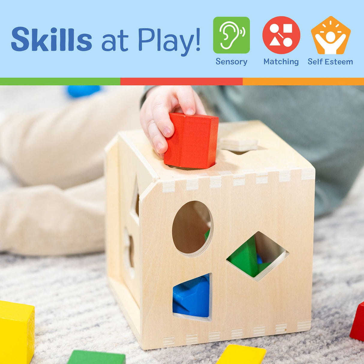 Melissa & Doug Multifarvet Sorteringskasse Kube Wood