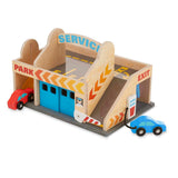 Melissa & Doug Multifarvet Parkeringshus With Bilvask Og Tankstation