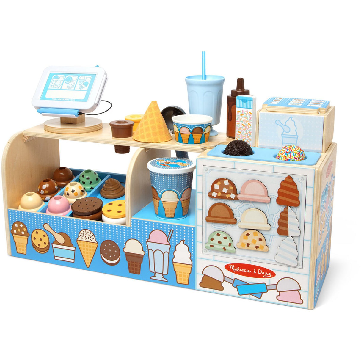 Melissa & Doug Multifarvet Cool Scoops Ice Creamery Wooden Counter