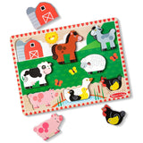 Melissa & Doug Multifarvet Wooden Chunky Puzzle Farm Animals