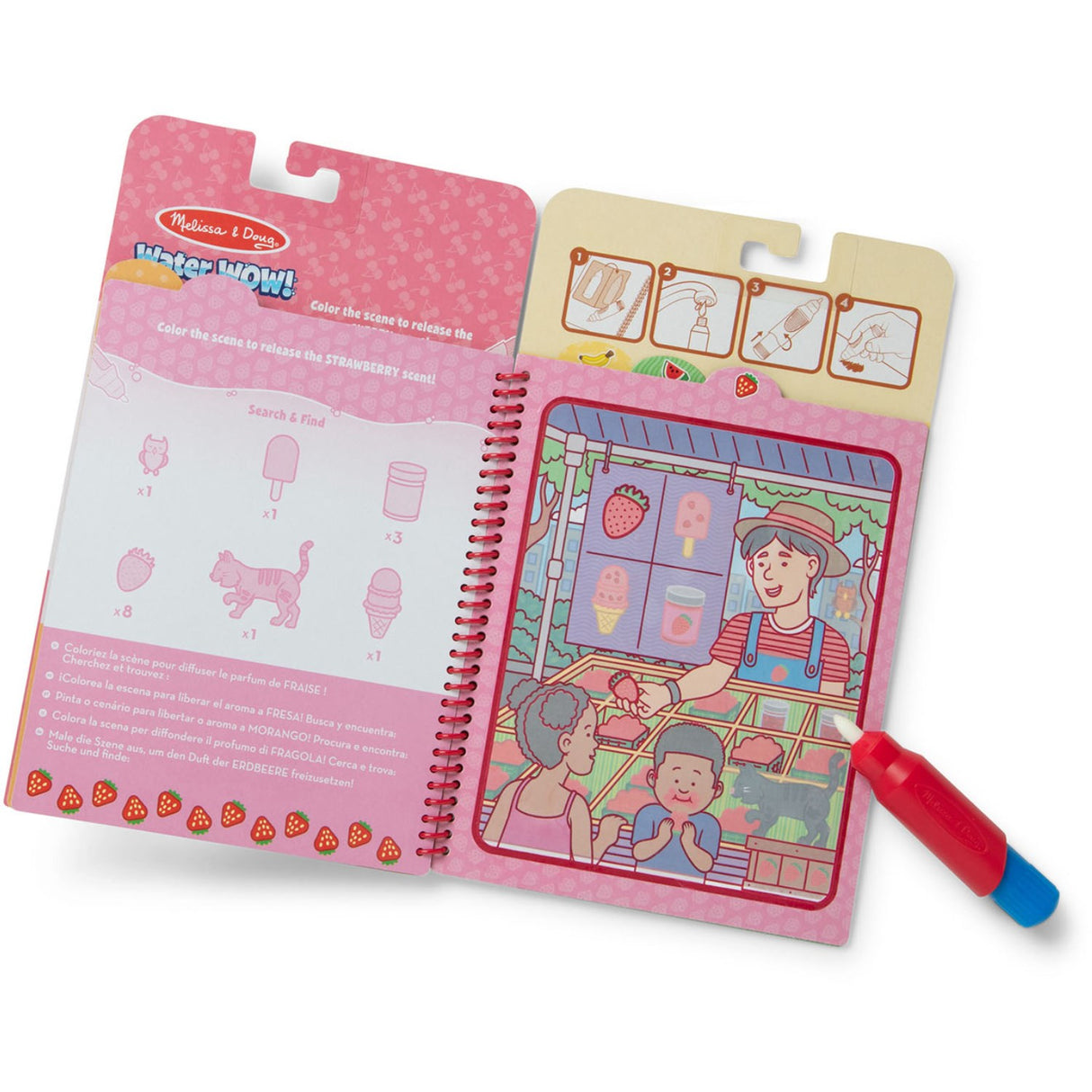 Melissa & Doug Rød Coloring Book "Water Wow!" Frugtdufte