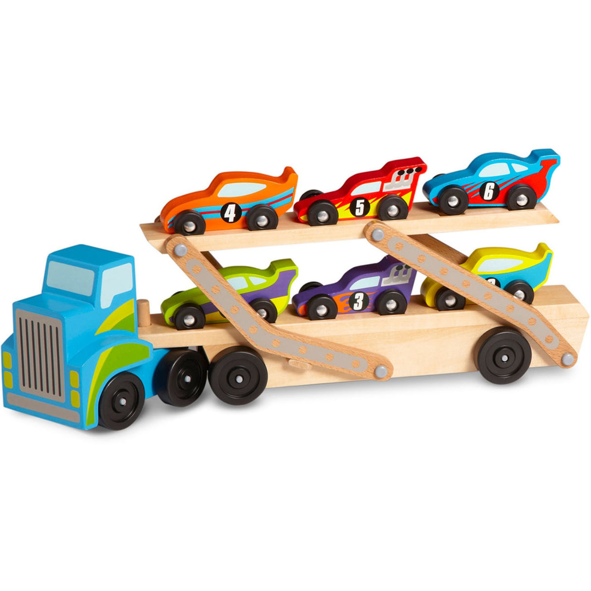 Melissa & Doug Multifarvet Biltransporter "Mega Racerbiler" Set