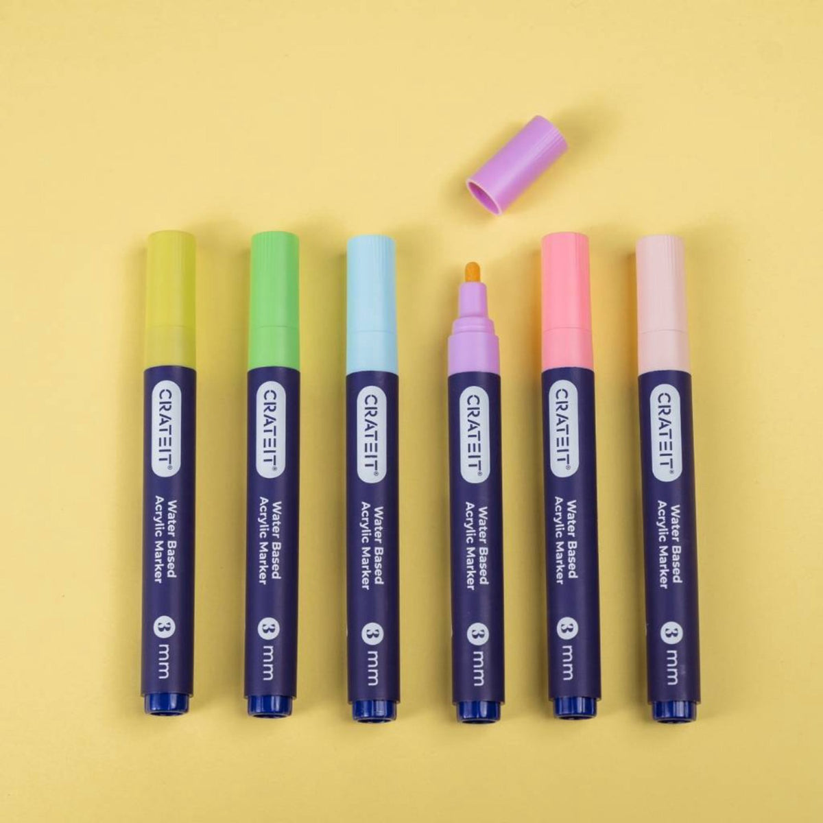 Crateit Pastel Markers 3mm 6 Pack