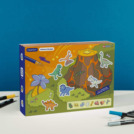 Crateit Dinosaur Wooden Toy Volcano Escape