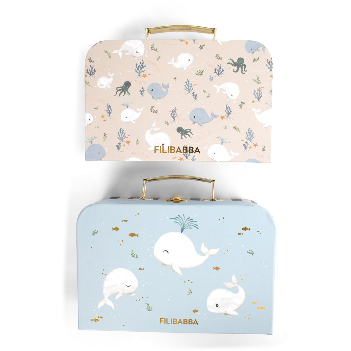 FILIBABBA Christian's Whale Tales Suitcase Set For Play And Storage 2 Pack