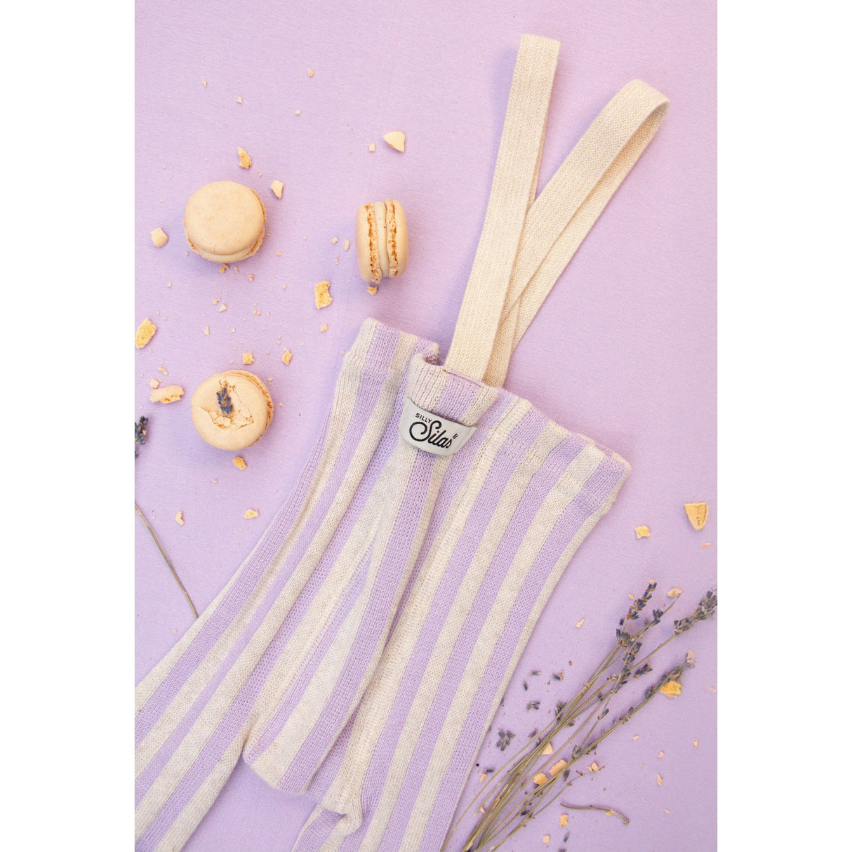 Silly Silas Lavender X Cream Striped Footless Tights Special Edition