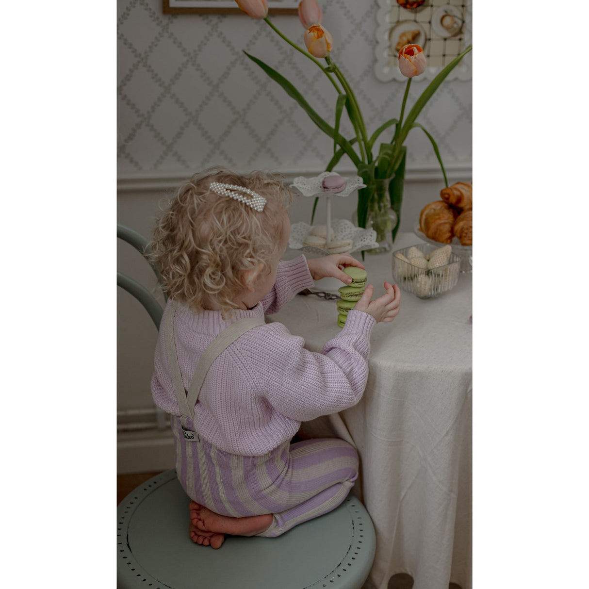 Silly Silas Lavender X Cream Striped Footless Tights Special Edition