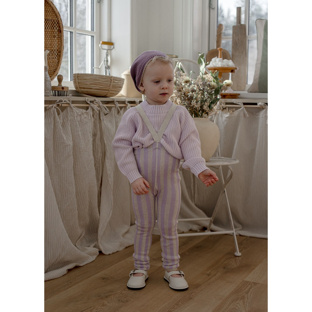 Silly Silas Lavender X Cream Striped Footless Tights Special Edition