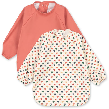 Konges Sløjd Coeur Colore/Faded Rose 2 Pack Dinner Bib With Sleeves