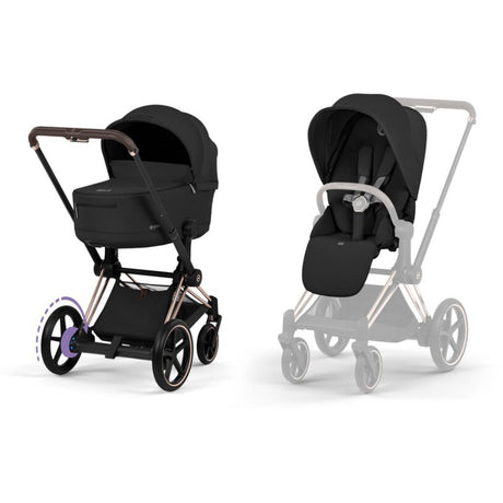 Cybex Sepia Black/Black Epriam Comfort Rosegold Inklusiv Foldbar Liggedel