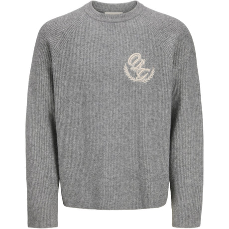 Jack & Jones Junior Light Grey Melange Jorfrederiksberg Knit Emb Cn Sn Jnr