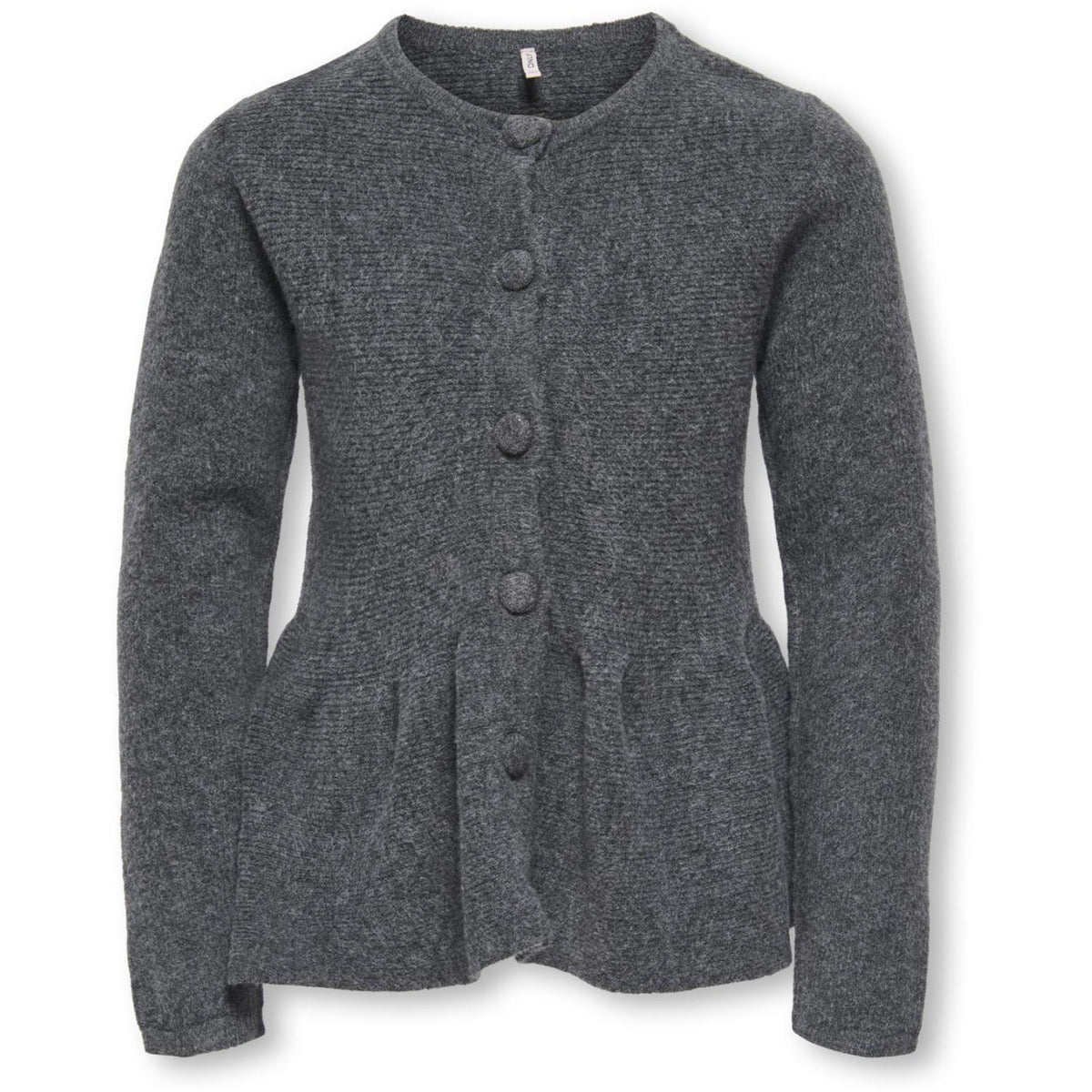 kids ONLY Dark Grey Melange Kogpiruet Ls Peplum Cardigan Knt