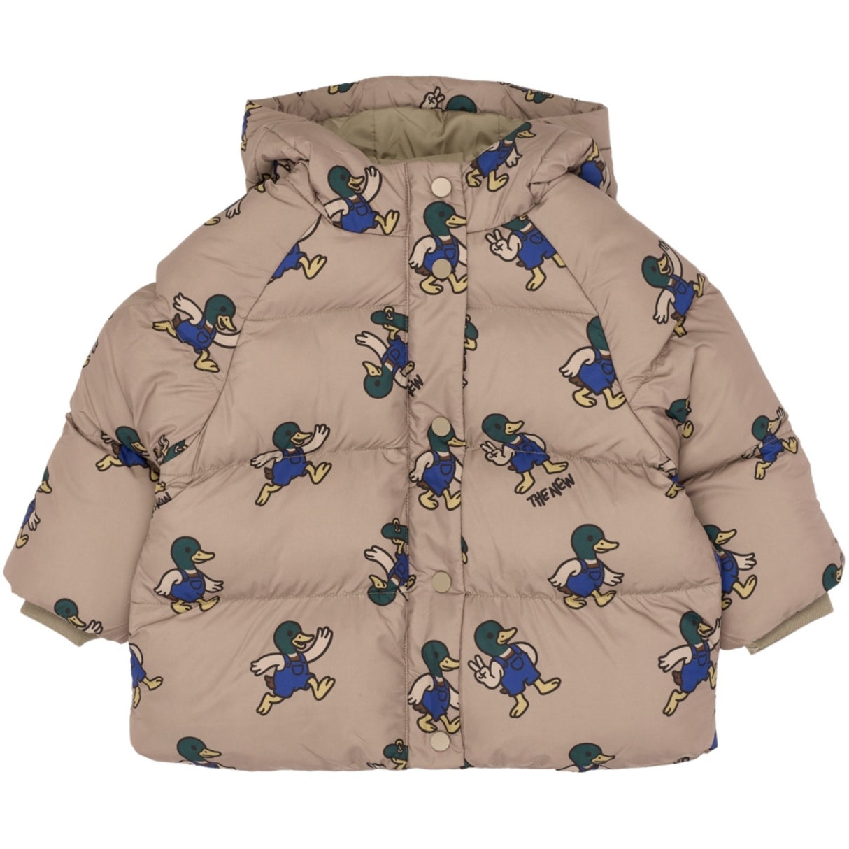 THE NEW Siblings Taupe Gray AOP Tn Tnstuwe Puffer Jacket