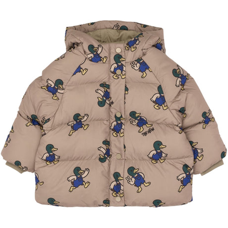 THE NEW Siblings Taupe Gray AOP Tn Tnstuwe Puffer Jacket