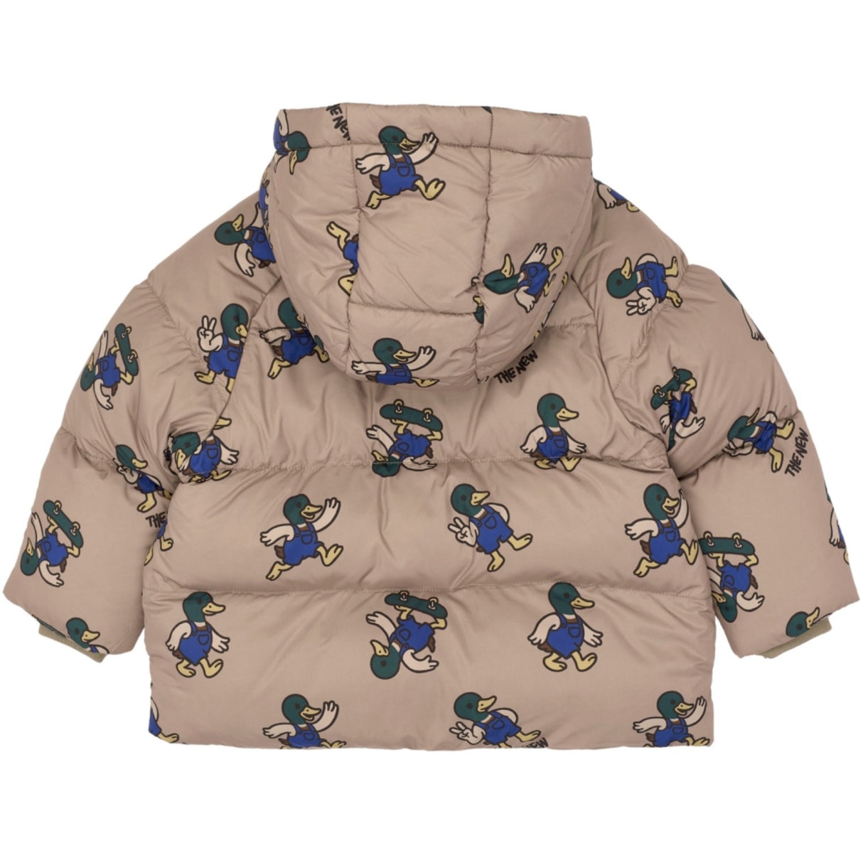 THE NEW Siblings Taupe Gray AOP Tn Tnstuwe Puffer Jacket