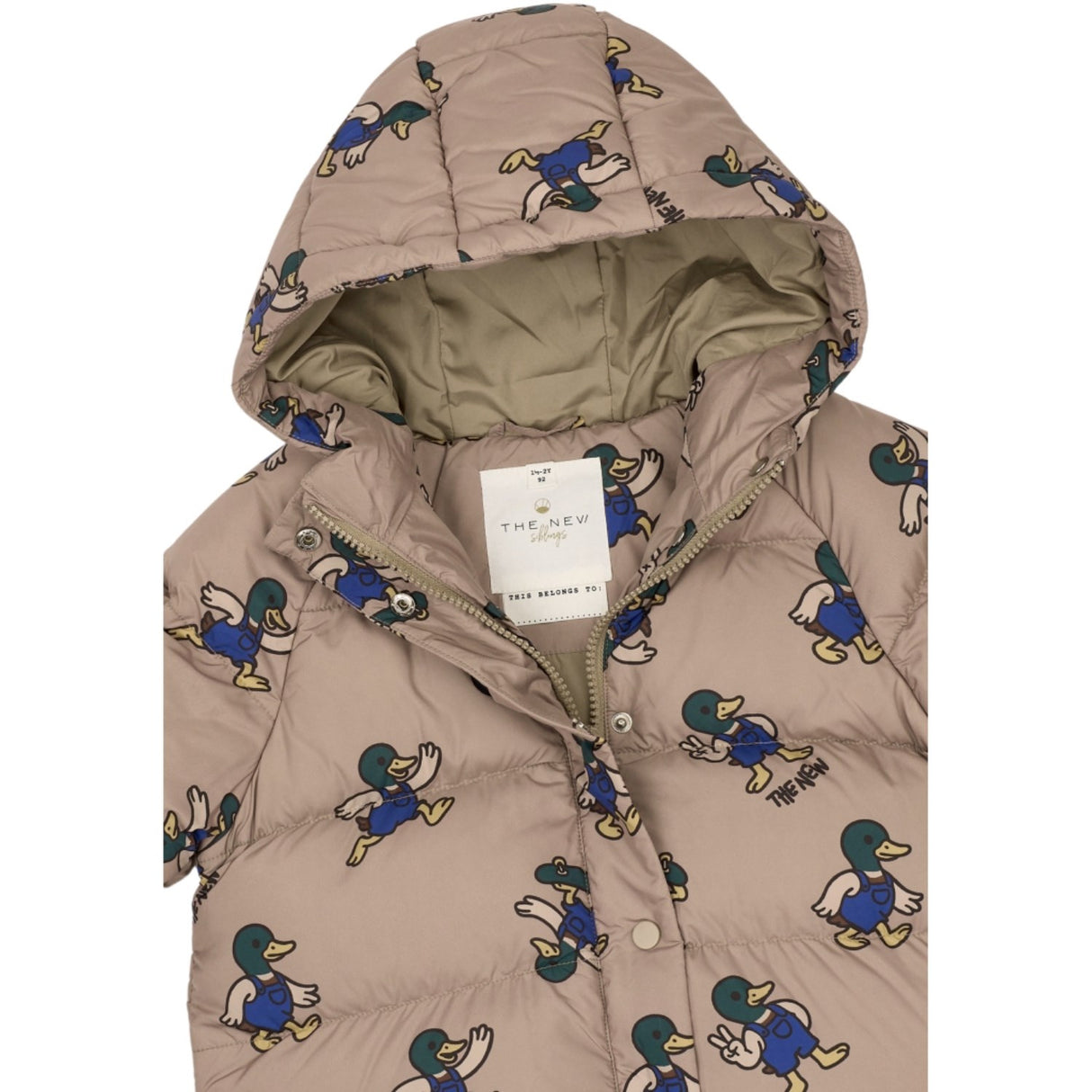 THE NEW Siblings Taupe Gray AOP Tn Tnstuwe Puffer Jacket