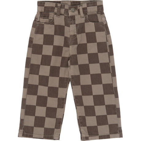 THE NEW Siblings Taupe Gray Check Tn Tnstvondell Baggy Fit Jeans
