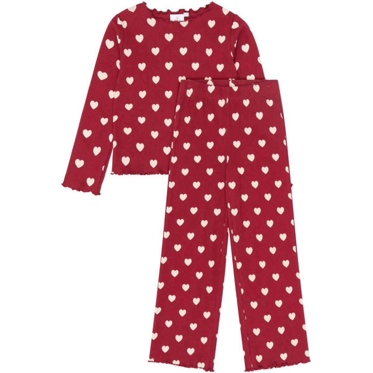 The New Rio Red AOP Tn Tnholiday Red Heart Rib Night Set