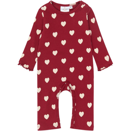 THE NEW Siblings Rio Red AOP Tn Tnsbholiday Red Heart L_S Rib Jumpsuit