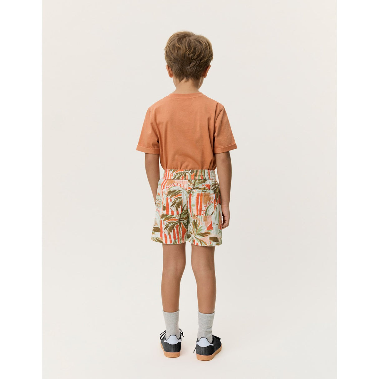 Les Deux Kids Raw Sienna Orange Palm AOP Shorts KIDS