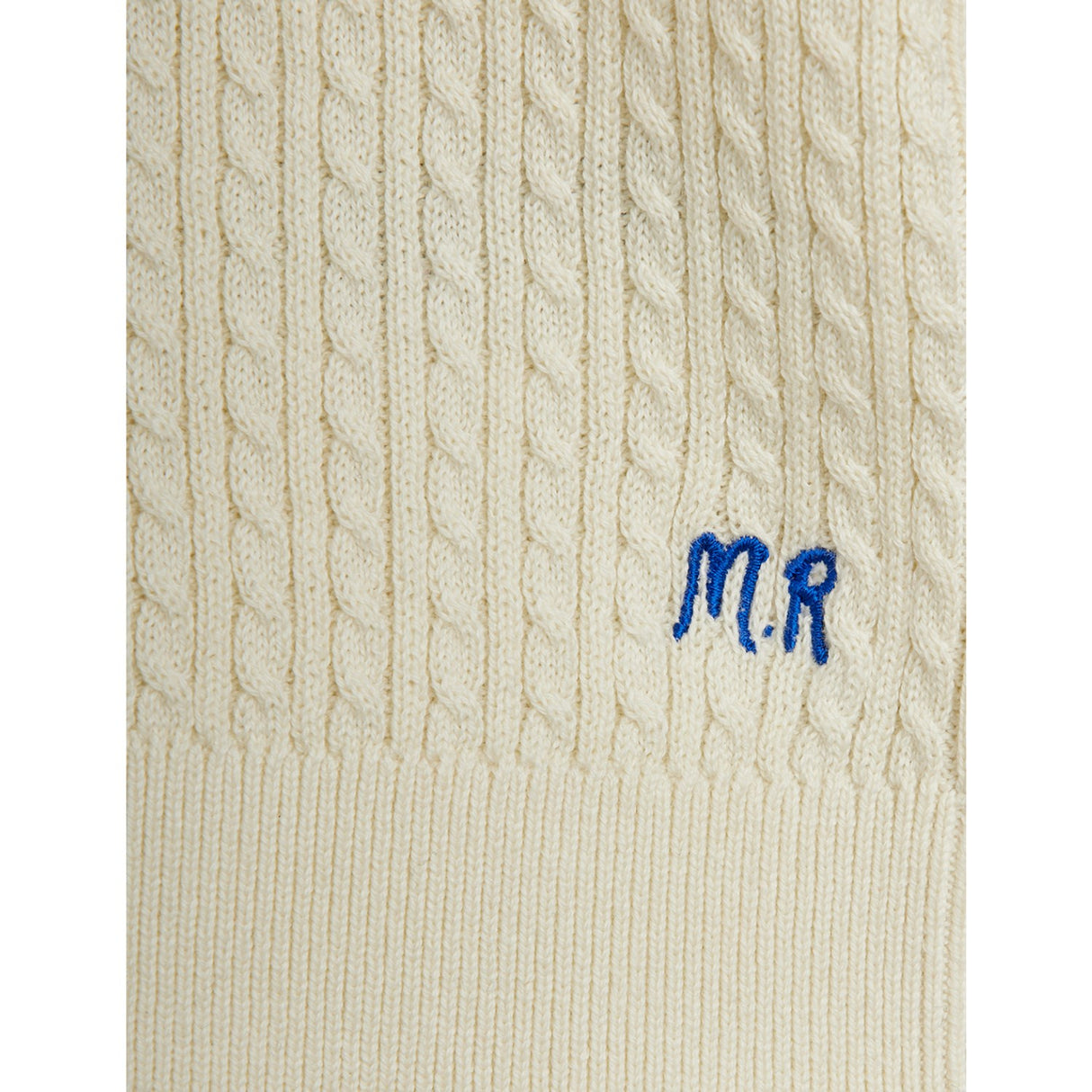 Mini Rodini Off-White Cable Knit Polo Shirt