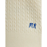 Mini Rodini Off-White Cable Knit Polo Shirt