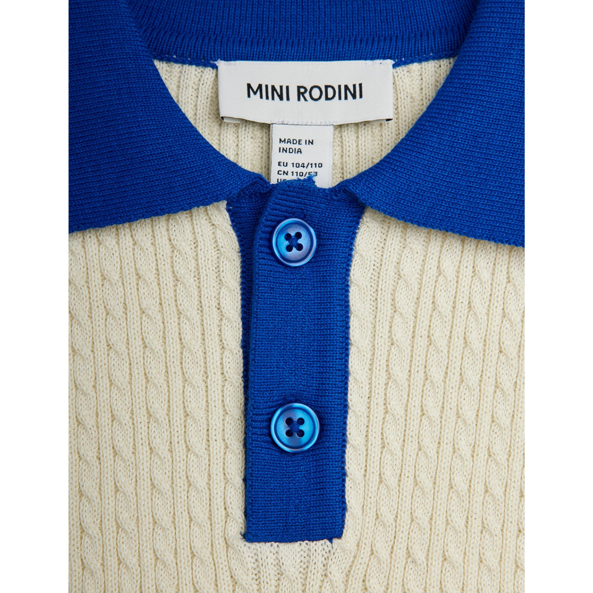 Mini Rodini Off-White Cable Knit Polo Shirt