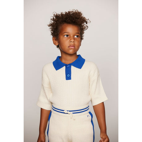 Mini Rodini Off-White Cable Knit Polo Shirt