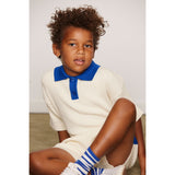 Mini Rodini Off-White Cable Knit Polo Shirt