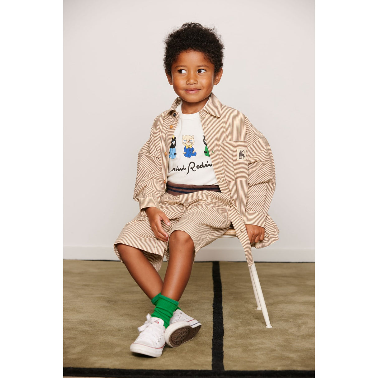 Mini Rodini Brown Poplin Yd Ls Shirt