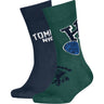 Tommy Hilfiger Green Kids Socks 2-Pack College Patch