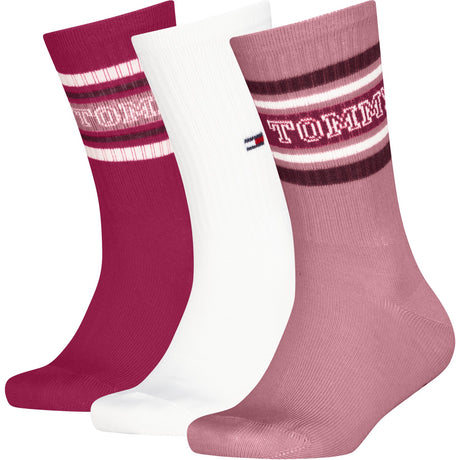 Tommy Hilfiger Pink Kids Socks 3-Pack Varsity Tommy
