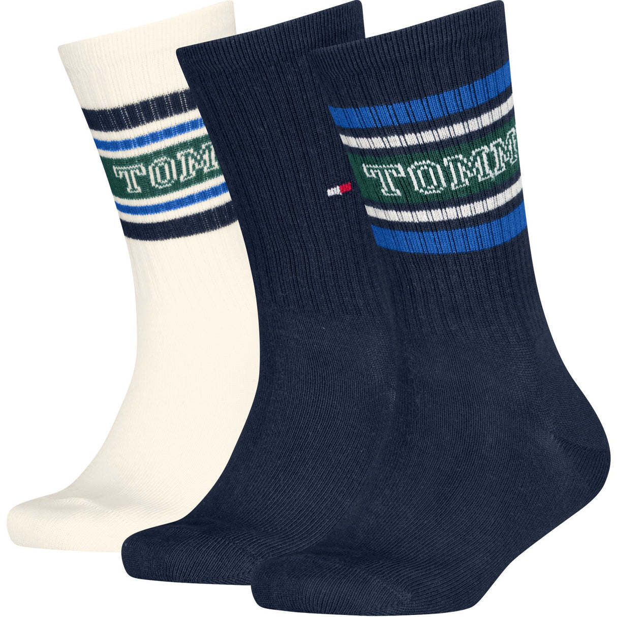 Tommy Hilfiger Navy Kids Socks 3-Pack Varsity Tommy