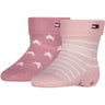 Tommy Hilfiger Light Pink Baby Socks 2-Pack Fold Over Abs
