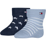 Tommy Hilfiger Light Blue Baby Socks 2-Pack Fold Over Abs
