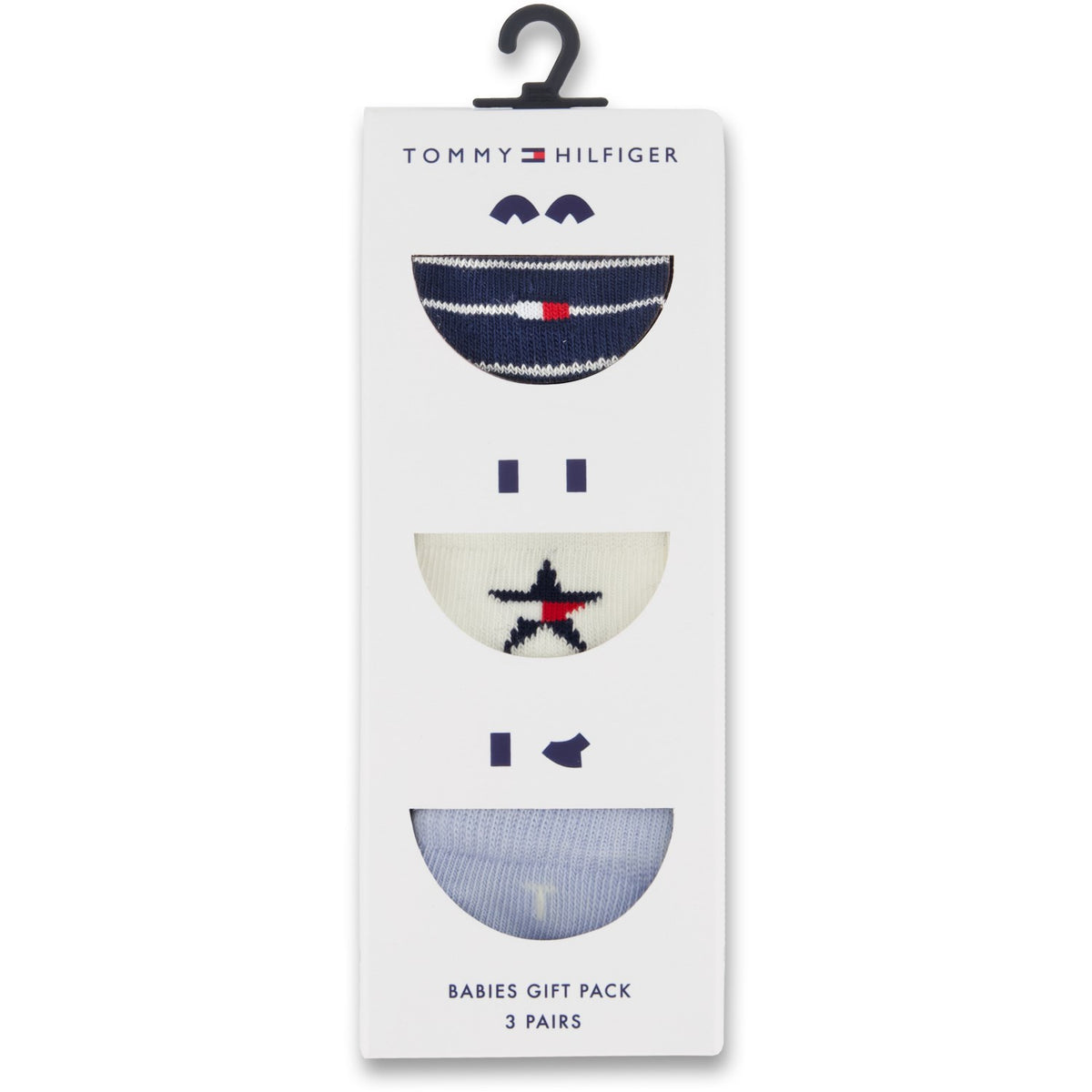 Tommy Hilfiger Light Blue Baby Socks 3-Pack Giftbox Stars & Stripes