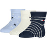 Tommy Hilfiger Light Blue Baby Socks 3-Pack Giftbox Stars & Stripes