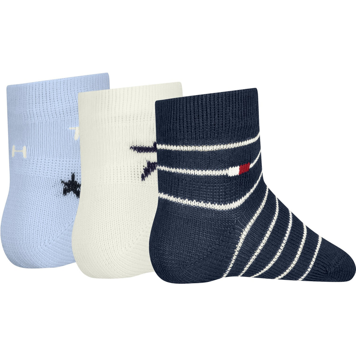Tommy Hilfiger Light Blue Baby Socks 3-Pack Giftbox Stars & Stripes