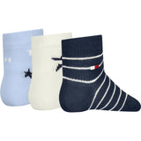 Tommy Hilfiger Light Blue Baby Socks 3-Pack Giftbox Stars & Stripes