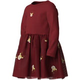 Name It Red Dahlia Reindeer Nmfveross Ls Tulle Dress