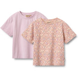 Wheat Magenta Heart Flowers 2 T-Shirt S/S Ella