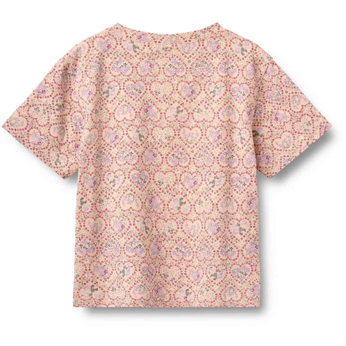Wheat Magenta Heart Flowers 2 T-Shirt S/S Ella