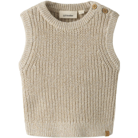 Lil'Atelier White Pepper Melange Nbmrokkos Knit Vest Lil