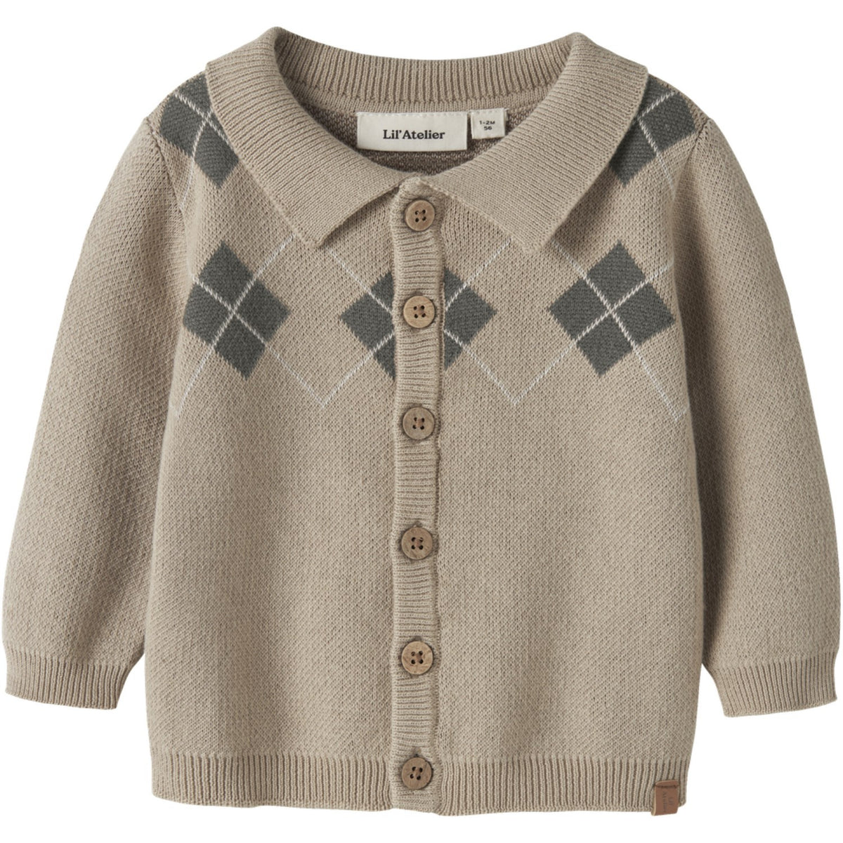 Lil'Atelier White Pepper Mulled Basil Nbmronan Ls Knit Polo Card Lil