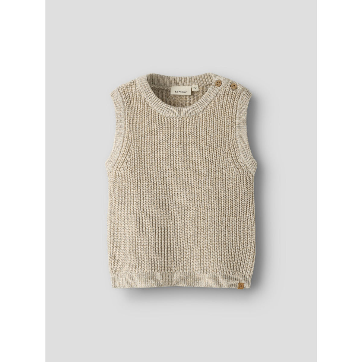 Lil'Atelier White Pepper Melange Nmmrokkos Knit Vest Lil