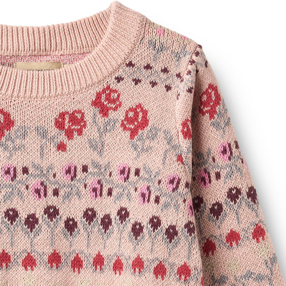 Wheat Dim Rose Jacquard Pullover Mikmak