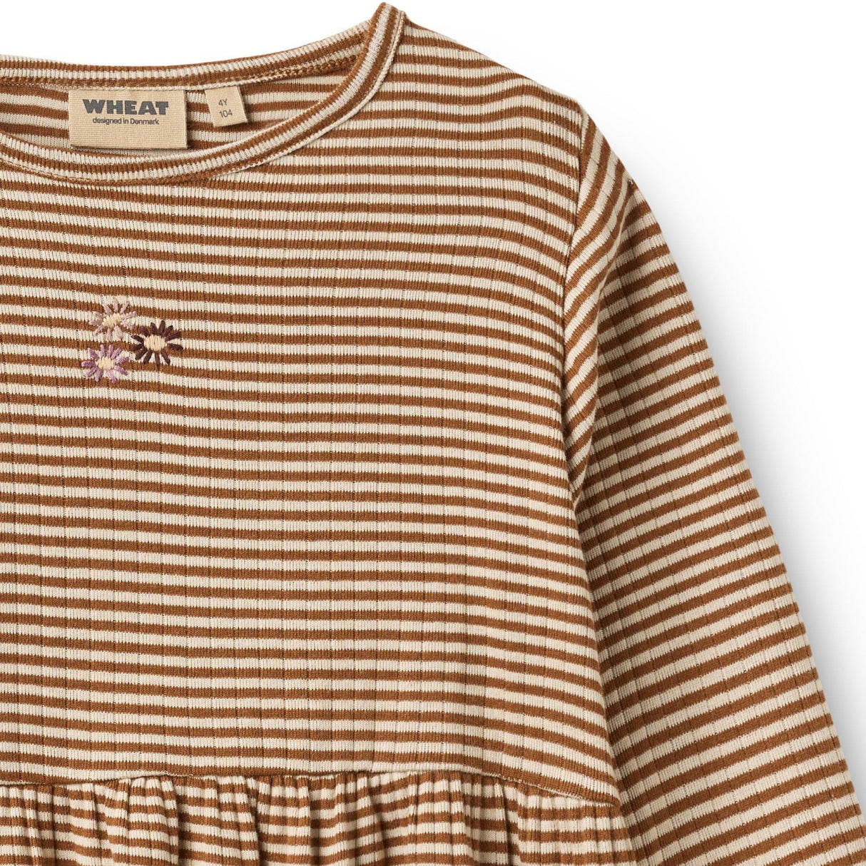 Wheat Warm Hazel Stripe Jersey Dress L/S Embroidery Sessa