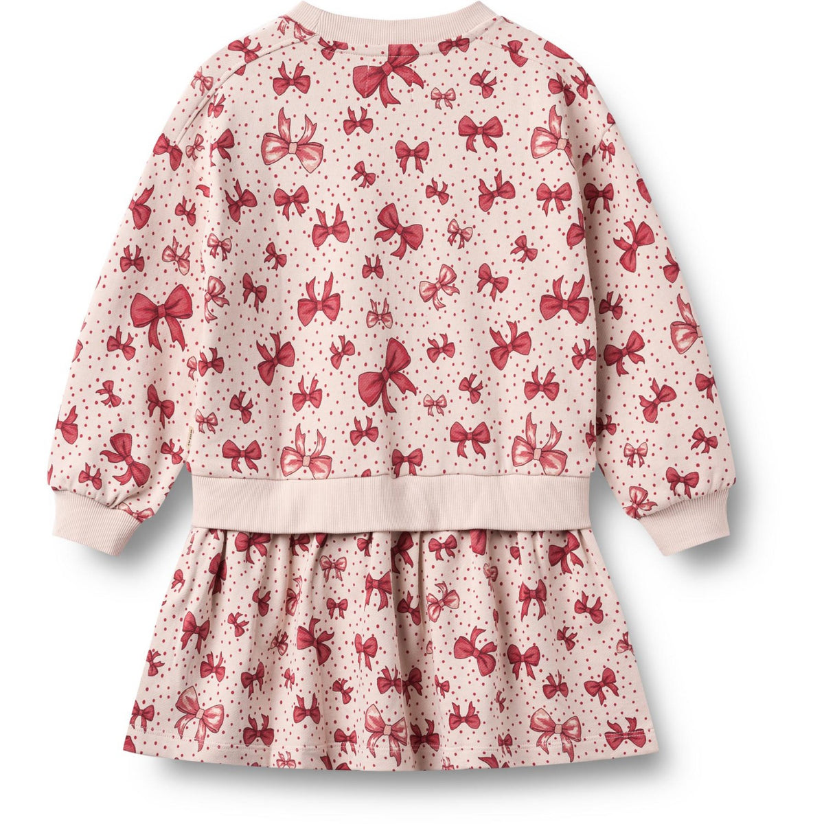 Wheat Almond Peach Bows Sweat Dress L/S Maggie