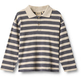 Wheat Greyblue Stripe Polo Shirt L/S Fred