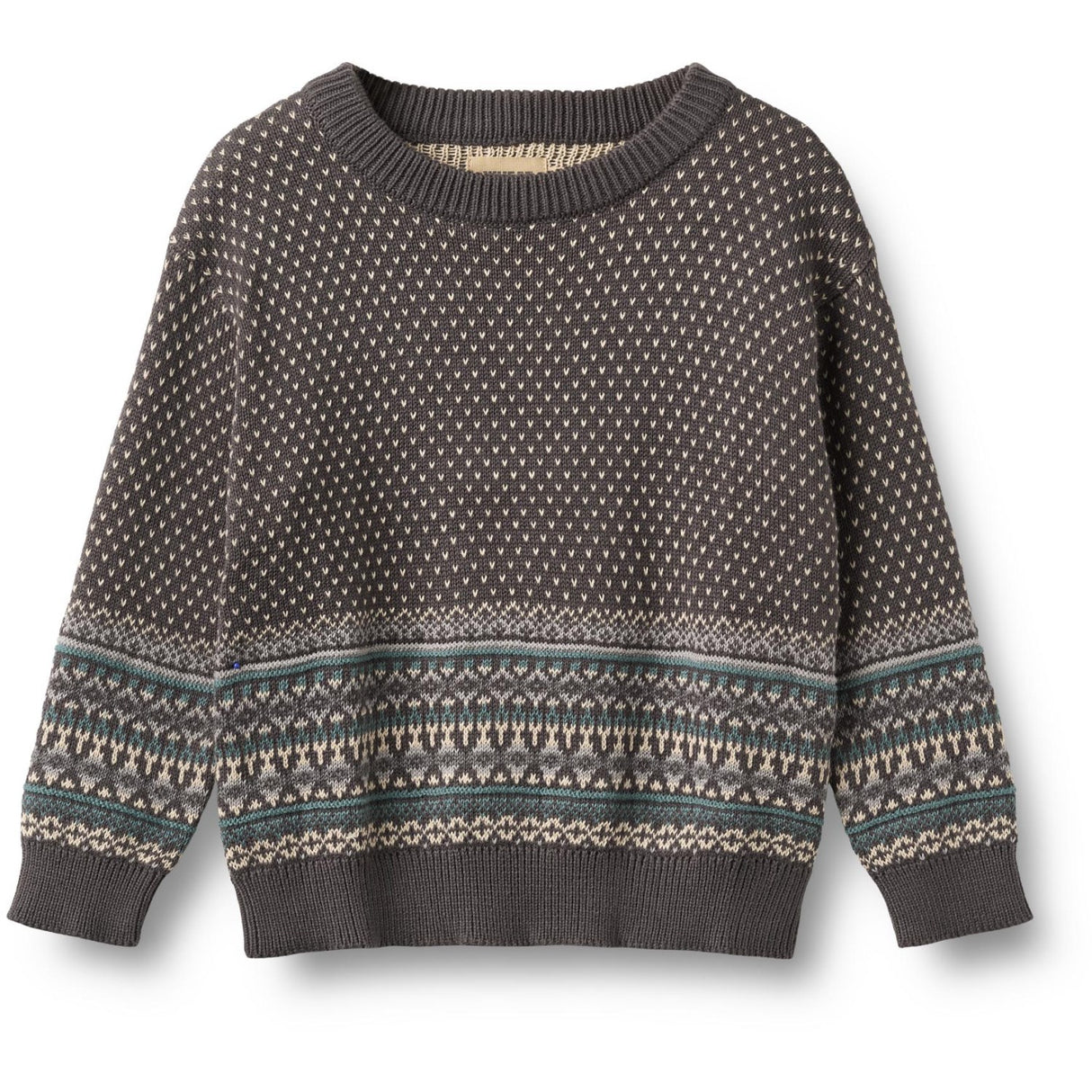 Wheat Dark Charcoal Jacquard Pullover Julius